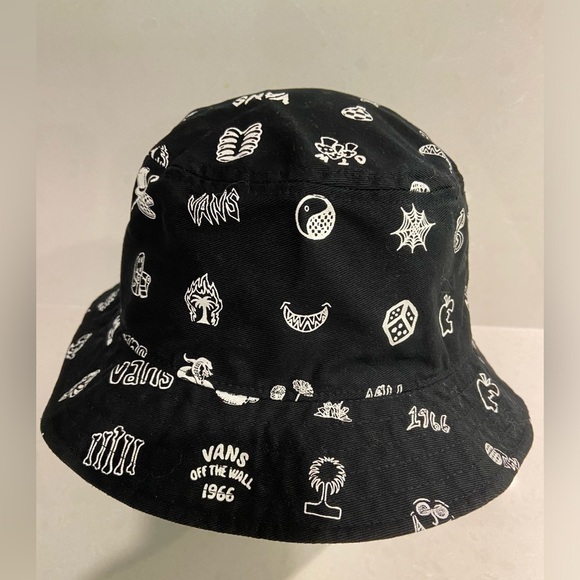 Vans Off The Wall Black And White Bucket Hat Skater Hat - Picture 9 of 15
